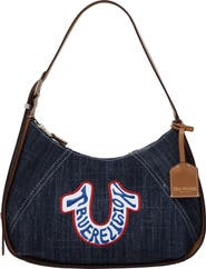 USPA ACCESSORIES Retro Horseshoe Patch Denim Shoulder Bag