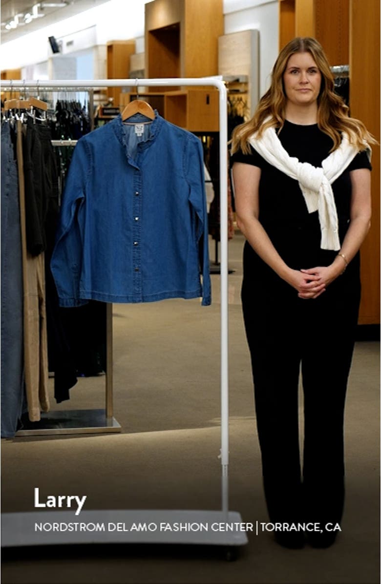 Ruffle Neck Denim Shirt, sales video thumbnail