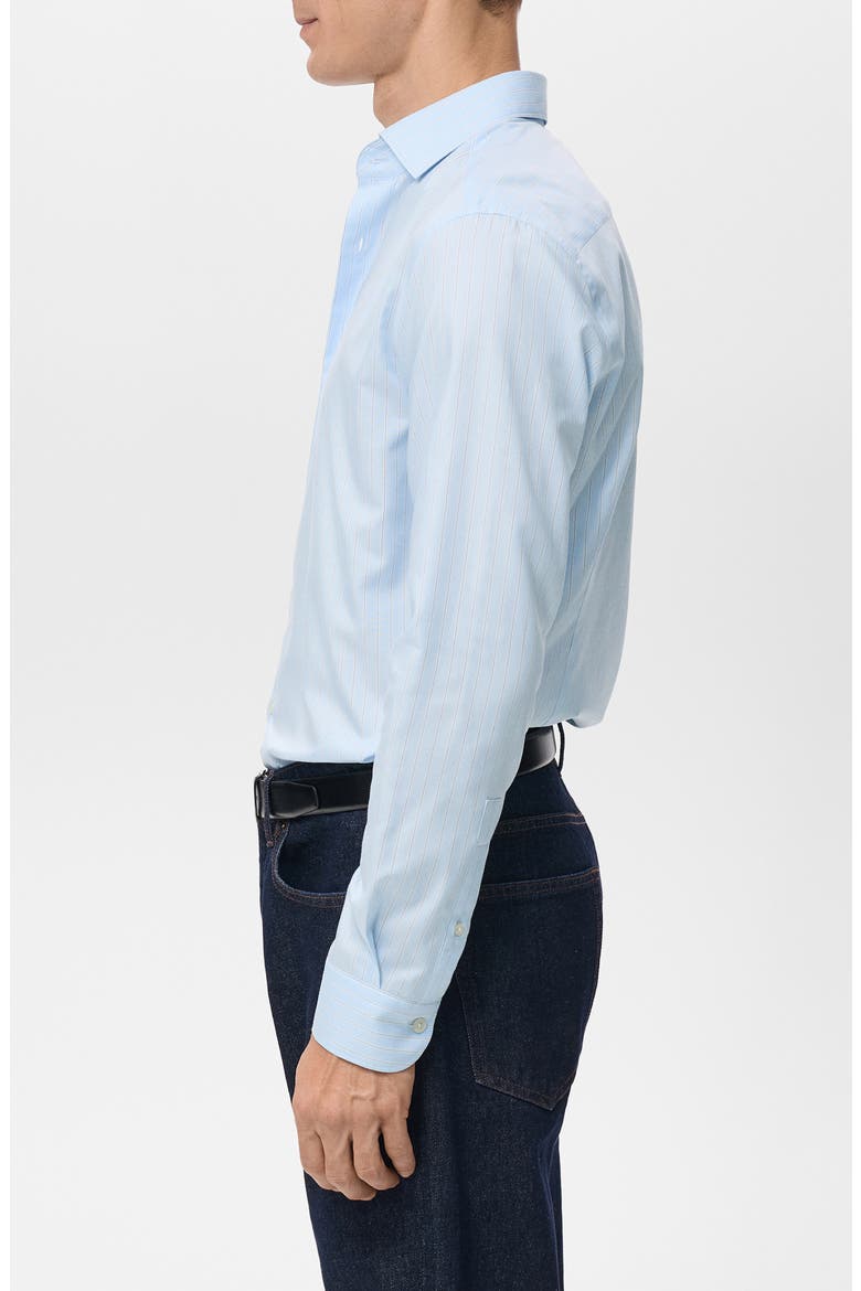 Slim Fit Stripe Cotton Button-Up Shirt, Alternate, color, SKY BLUE