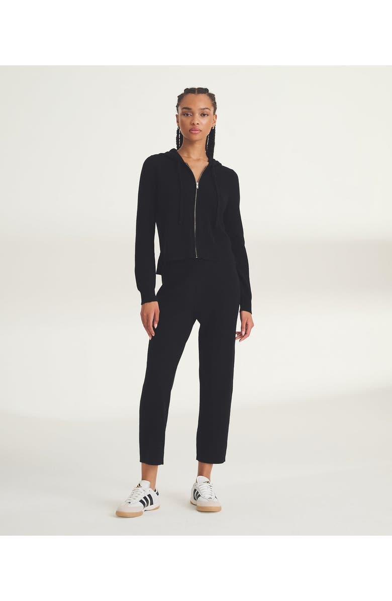 NAADAM Signature Cashmere Cropped Zip Up Hoodie, Alternate, color, Black