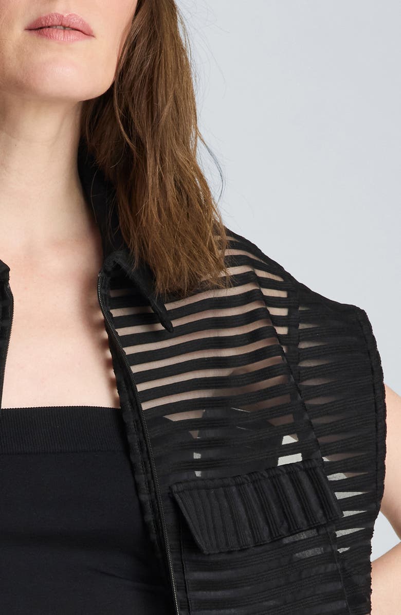 Kenneth Cole Sheer Stripe Zip Cardigan, Alternate, color, 