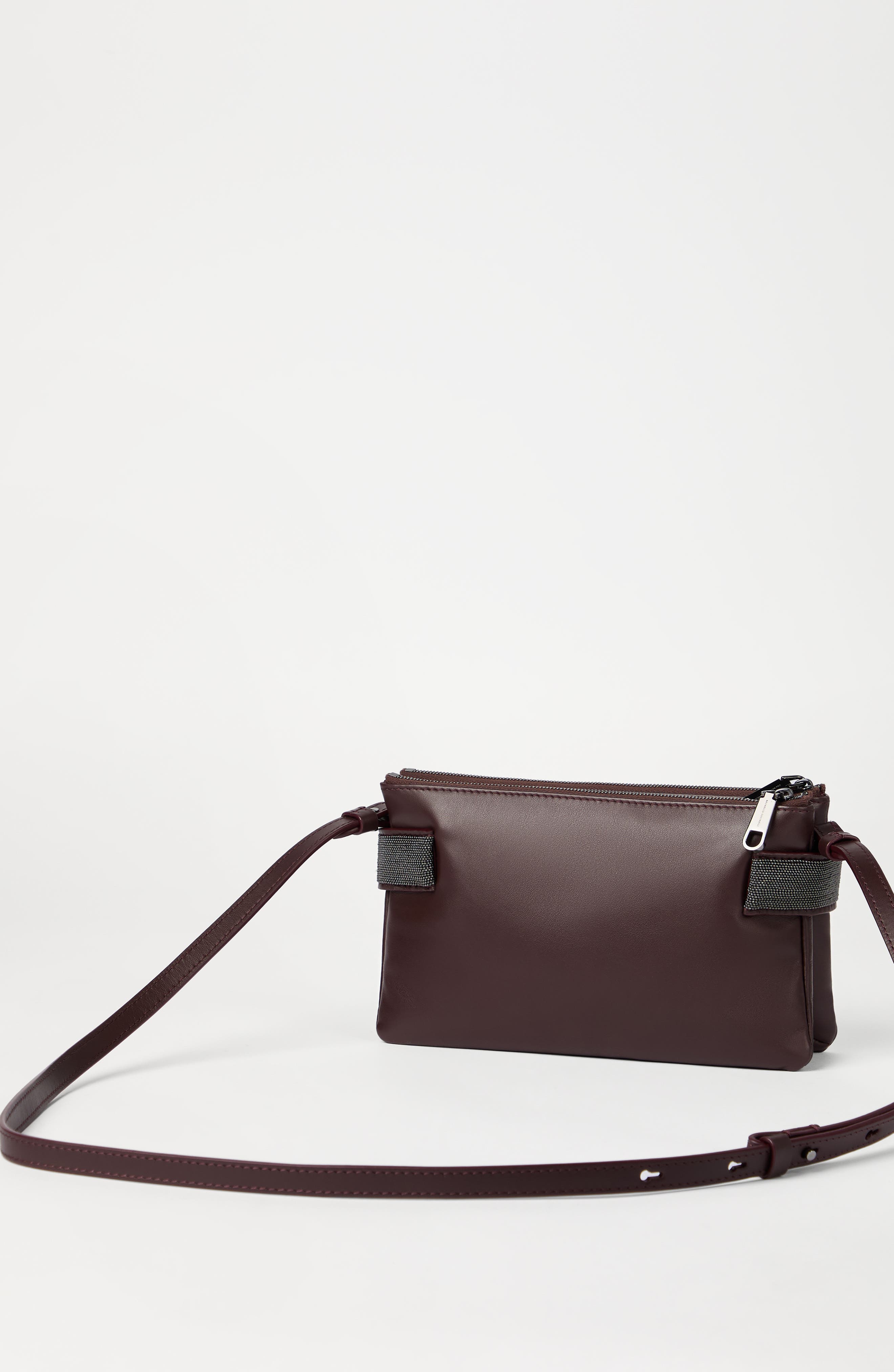 Brunello Cucinelli Essence mini shoulder bag, Alternate, color, Burgundy