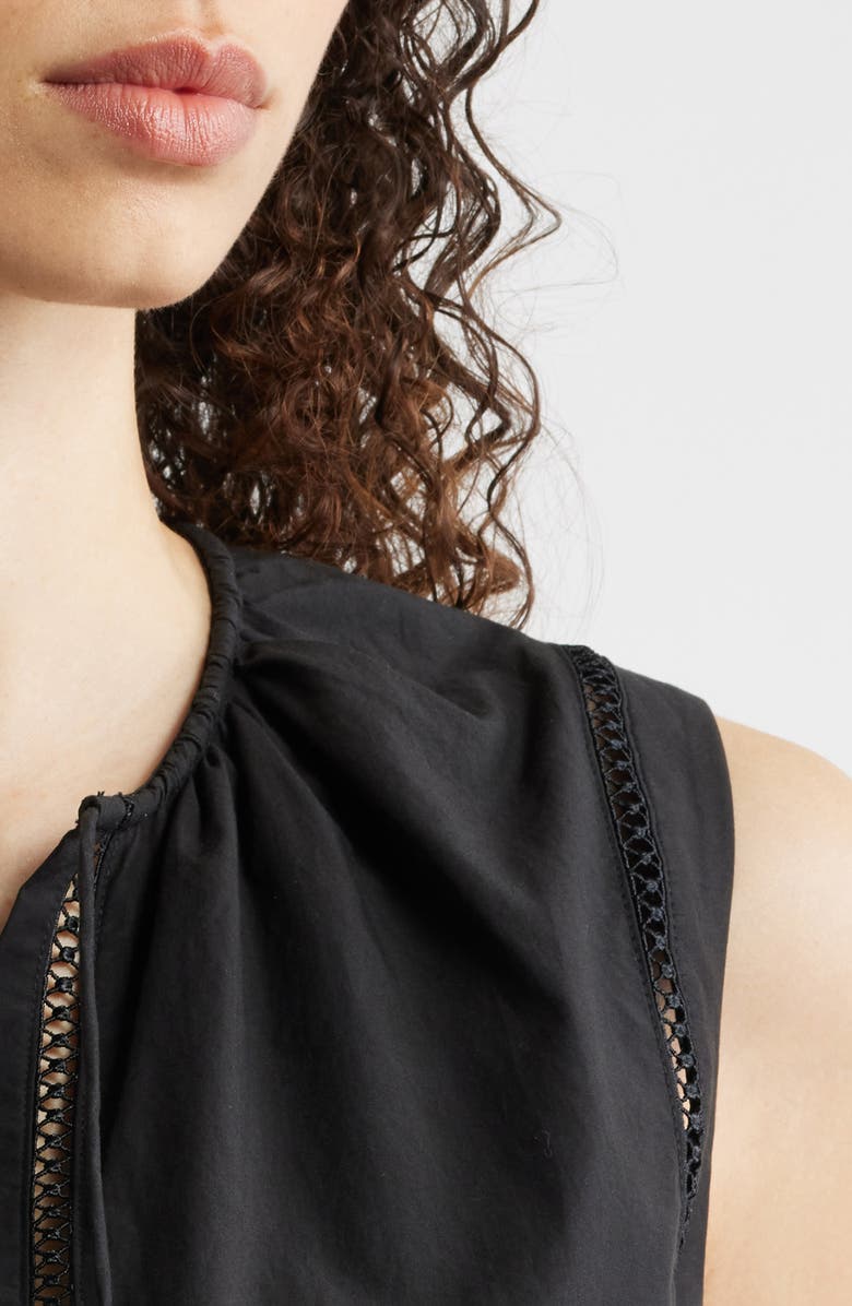 Nordstrom Lace Inset Tie Front Top, Alternate, color, Black
