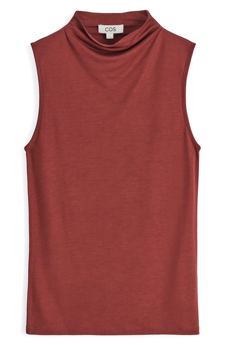 COS Draped Mock Neck Tank, Alternate, color, Red Dark