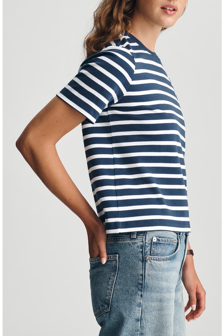 Audrey Stripe Cotton Interlock T-Shirt, Alternate, color, NAVY STRIPE