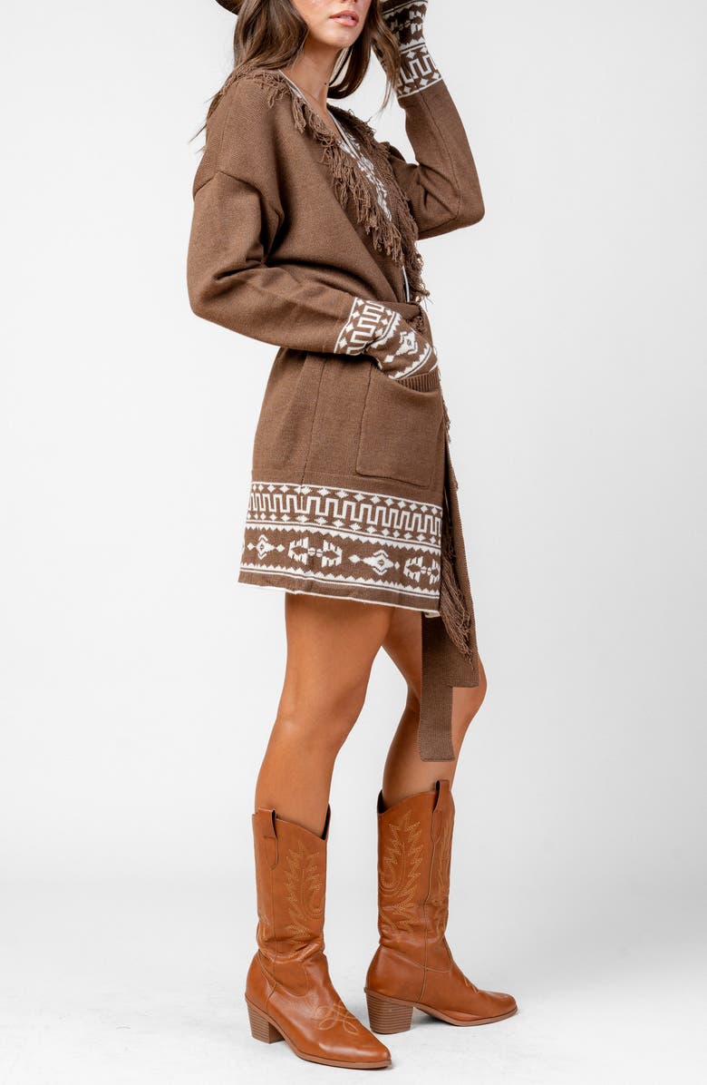 Beivy Belted Longline Cardigan, Alternate, color, Chocolate