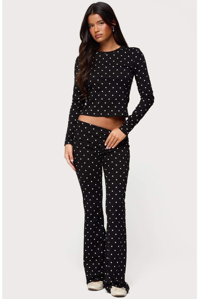 Daliya Polka Dot Flare Pants, Alternate, color, BLACK