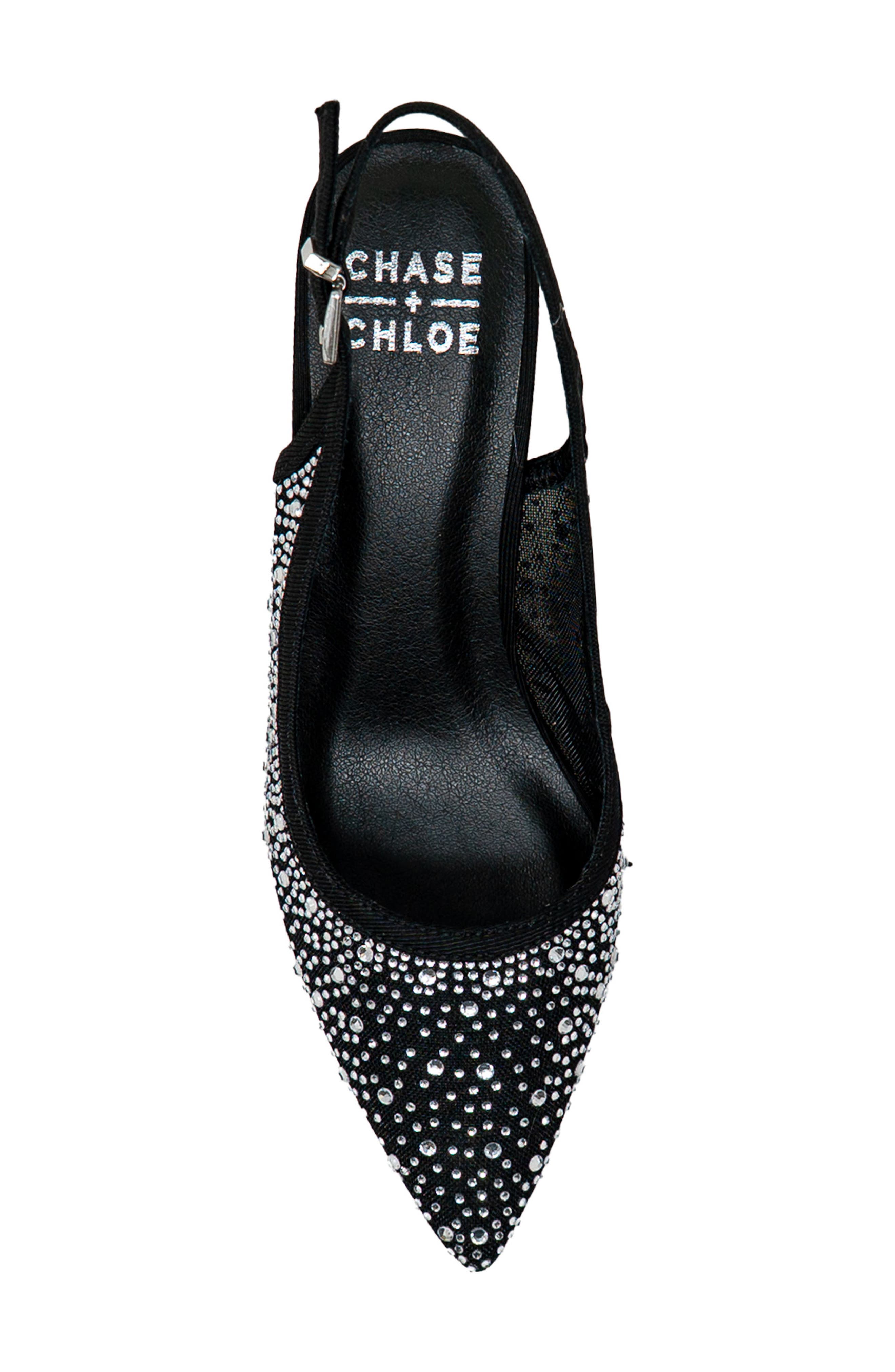 CHASE AND CHLOE Pointed Toe Slingback Pump, Alternate, color, Black