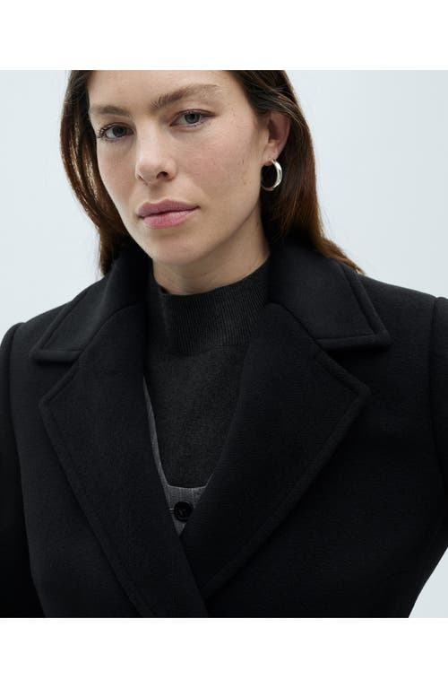Mango Double-breasted Wool Coat Black In Black