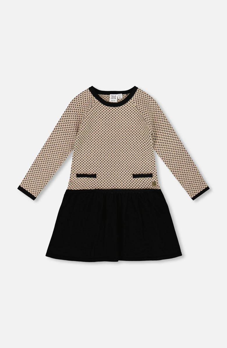 Deux par Deux Long Sleeve Knit Sweater Dress, Main, color, Black