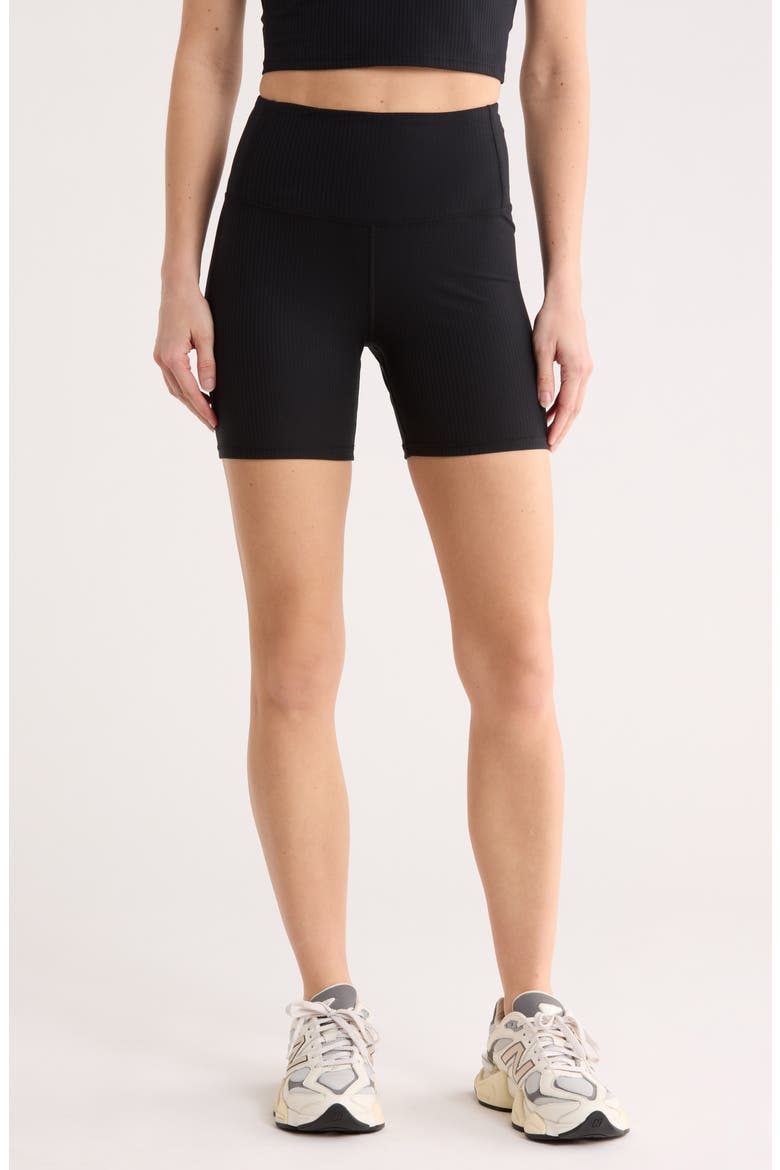 Piper 5-Inch Ribbed Bike Shorts, Main, color, BLACK