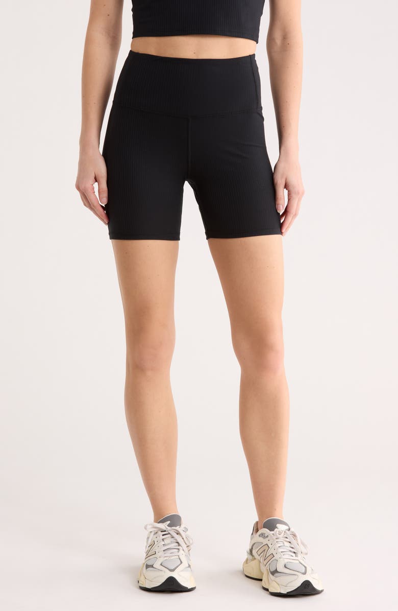 BALANCE COLLECTION Piper 5-Inch Ribbed Bike Shorts, Main, color, Black