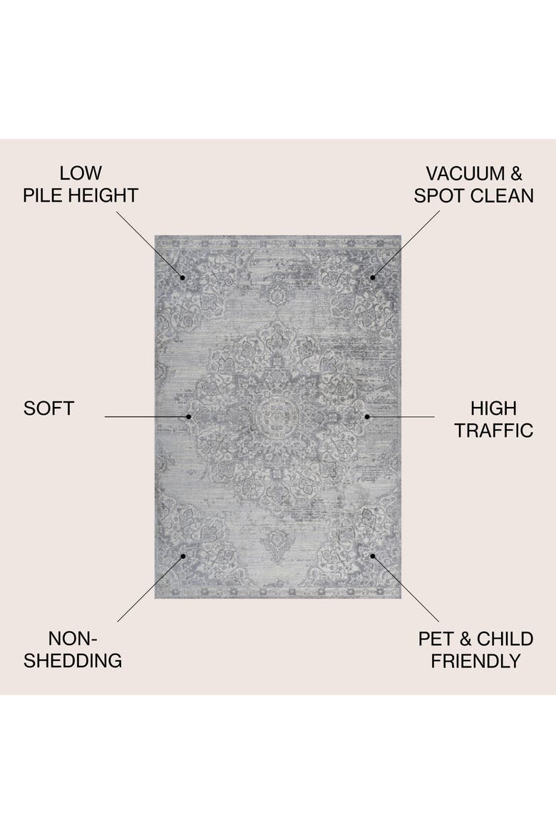 Modern Persian Vintage Moroccan Medallion Area Rug, Alternate, color, Light Gray