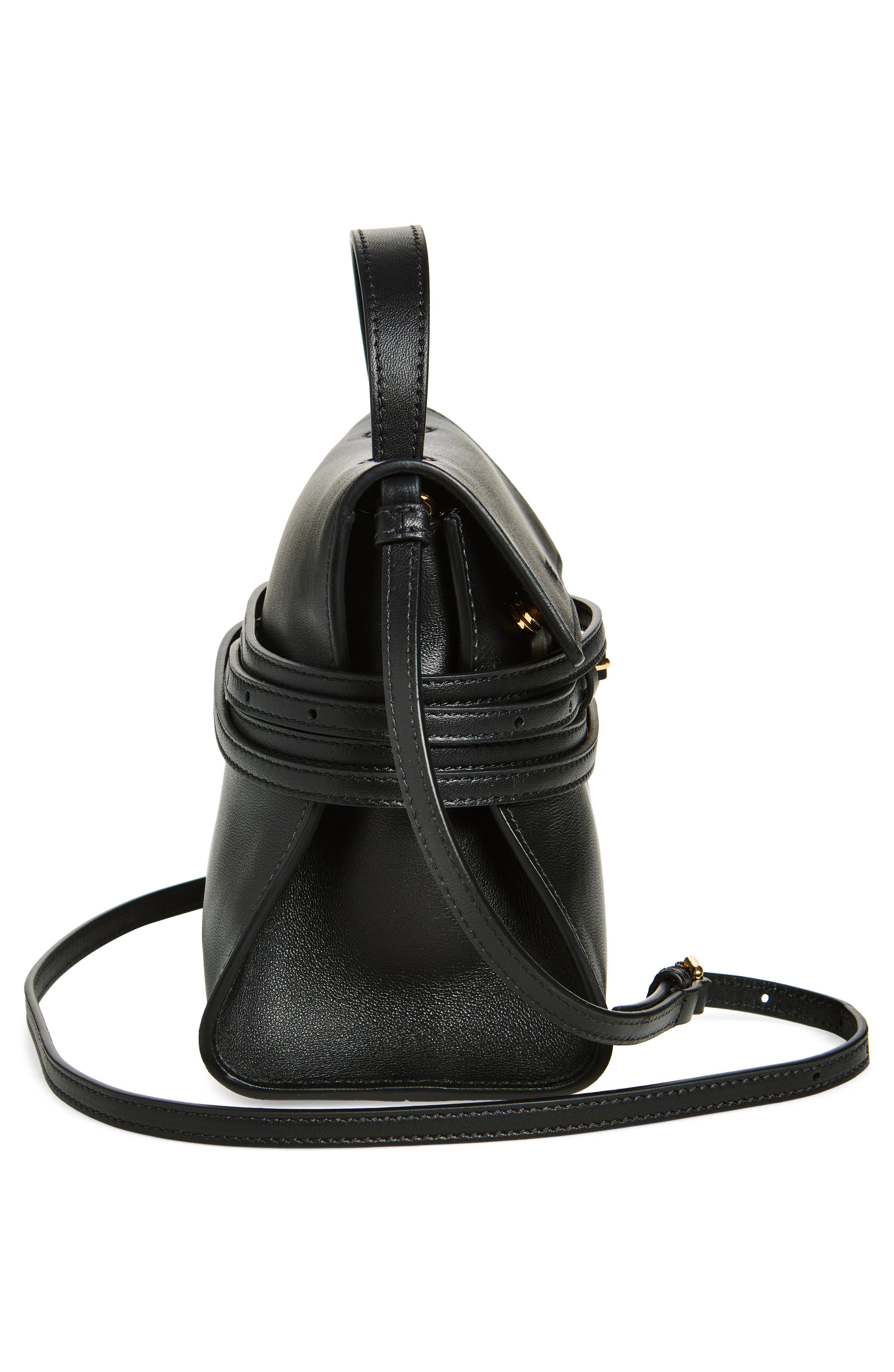 Moschino Tie Me Leather Shoulder Bag, Alternate, color, 