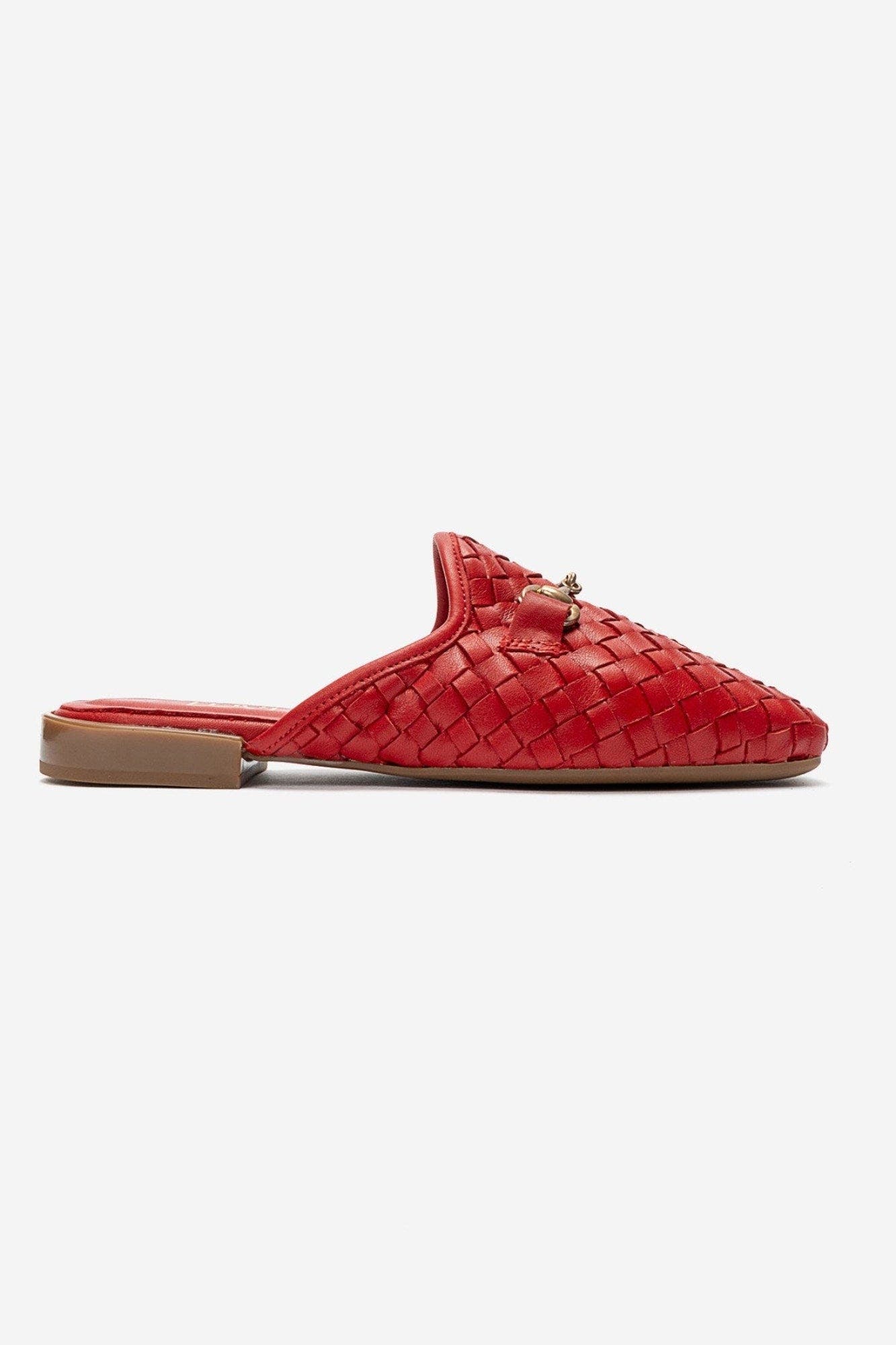Senia Leather Woven Mule, Alternate, color, Red