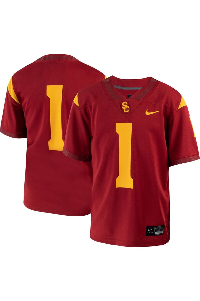 Youth Nike #1 Crimson USC Trojans 1st Armored Division Old Ironsides Untouchable Football Jersey, Main, color, Crimson