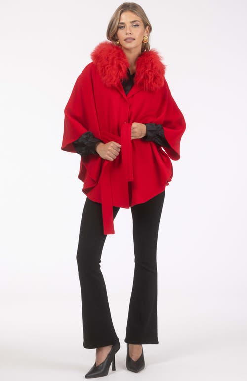 Gorski Wool Belted Cape In Red