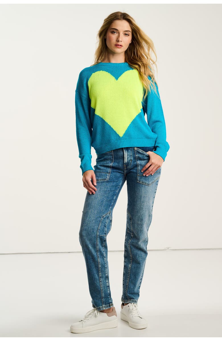 Lisa Todd Amore Mio Heart Sweater, Alternate, color, Neon Blue