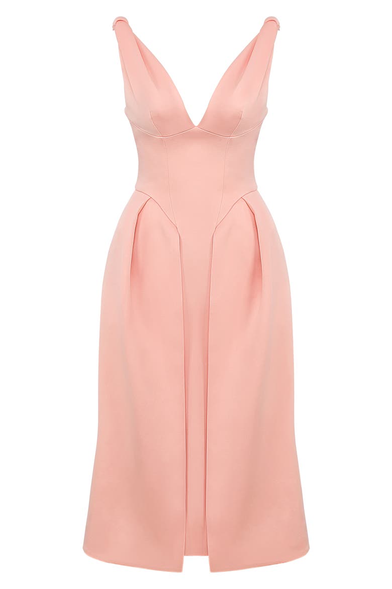 Paloma Plunge Neck Sleeveless Midi Dress, Alternate, color, PEACH PEARL