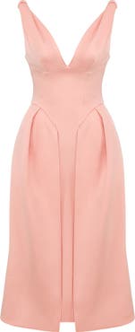 HOUSE OF CB Paloma Plunge Neck Sleeveless Midi Dress