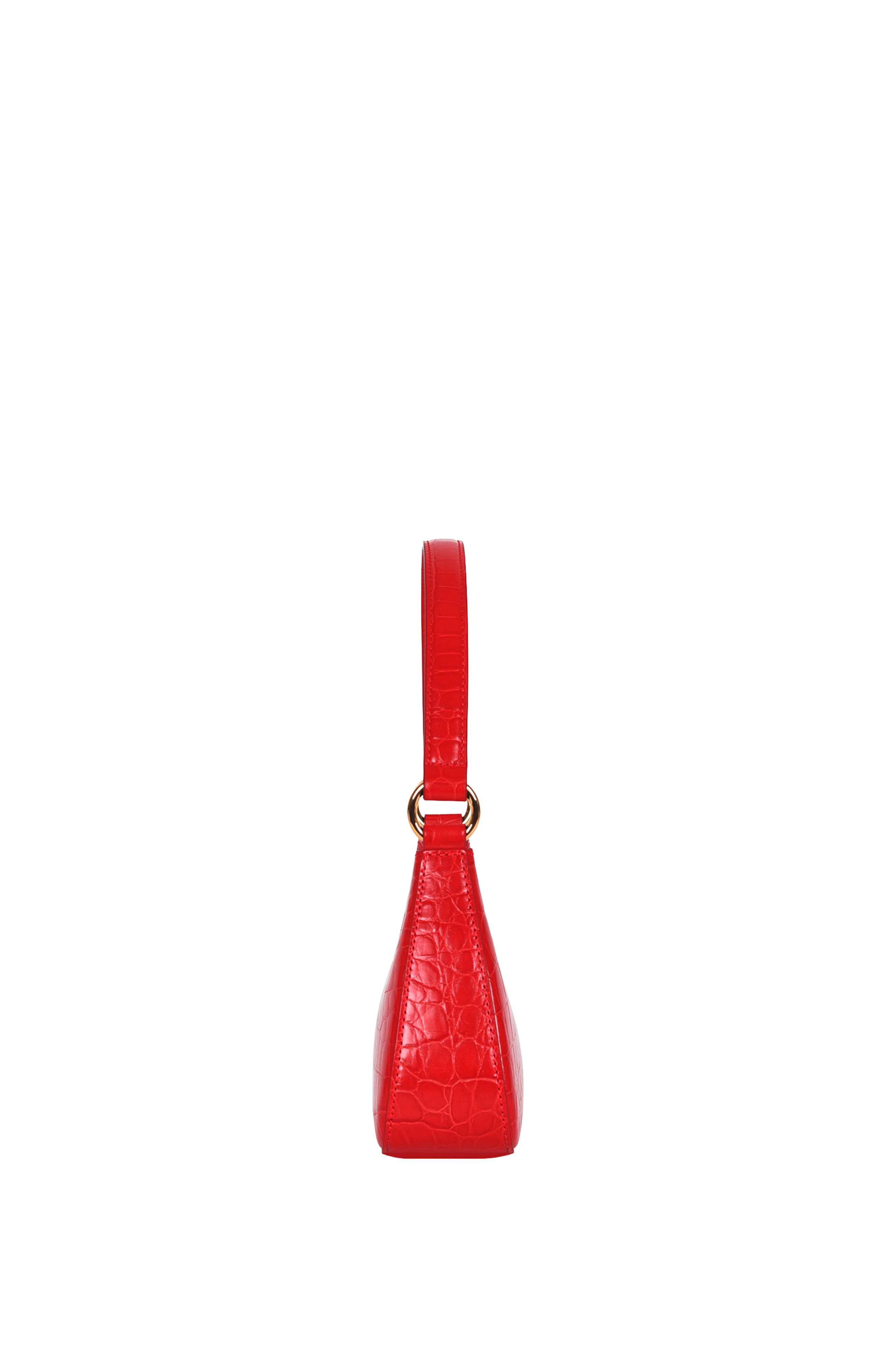 Upcycled Leather Mini Shoulder Bag, Alternate, color, Bright Red Croco