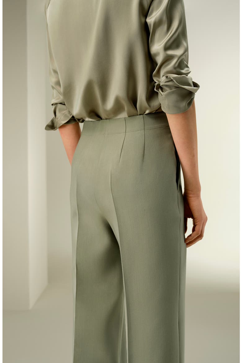 Women's Silk-Wool Twill Flare Pants, Alternate, color, Laurel Oak