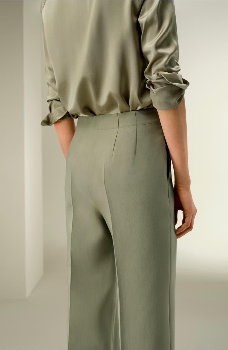 Lilysilk Women's Silk-Wool Twill Flare Pants, Alternate, color, Laurel Oak