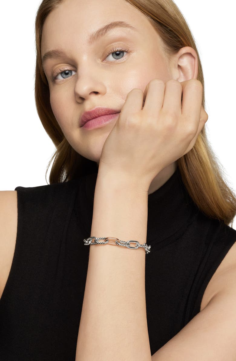David Yurman DY Madison Chain in Sterling Silver with 18K Rose Gold Bracelet, 8.5mm, Alternate, color, Silver 18K Rose Gold