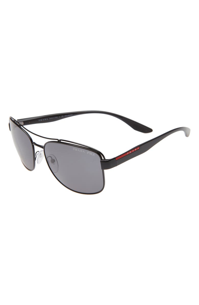 Prada 61mm Polarized Navigator Sunglasses, Alternate, color, 