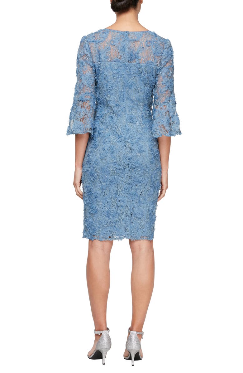 Alex Evenings Metallic Floral Appliqué Cocktail Dress, Alternate, color, Slate