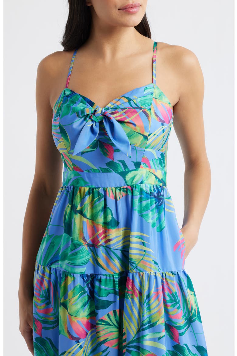 Tie Front Tiered Maxi Dress, Alternate, color, BLUE MULTI