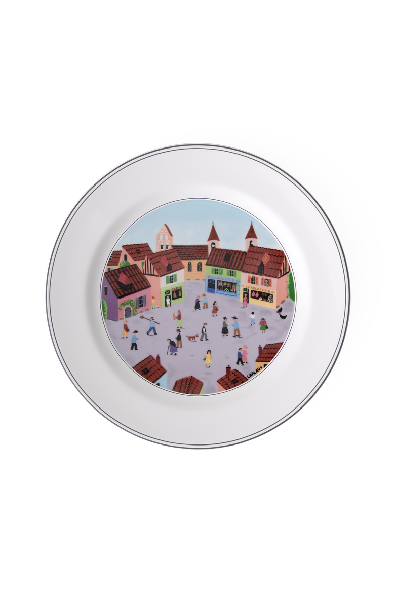 Design Naif Dinner Plate #4 Old Village Square, Main, color, White