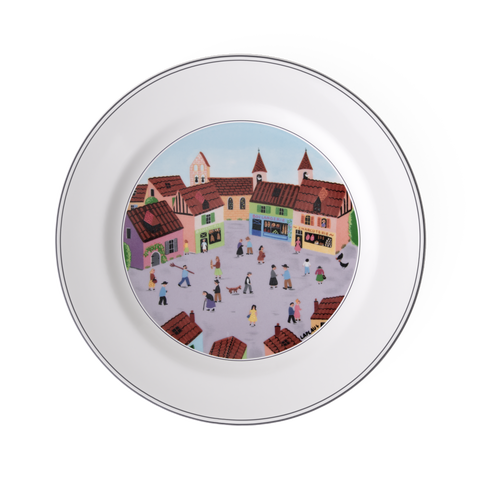 Design Naif Dinner Plate #4 Old Village Square