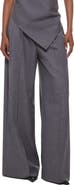 Helmut Lang Pinstripe Linen Blend Wide Leg Pants