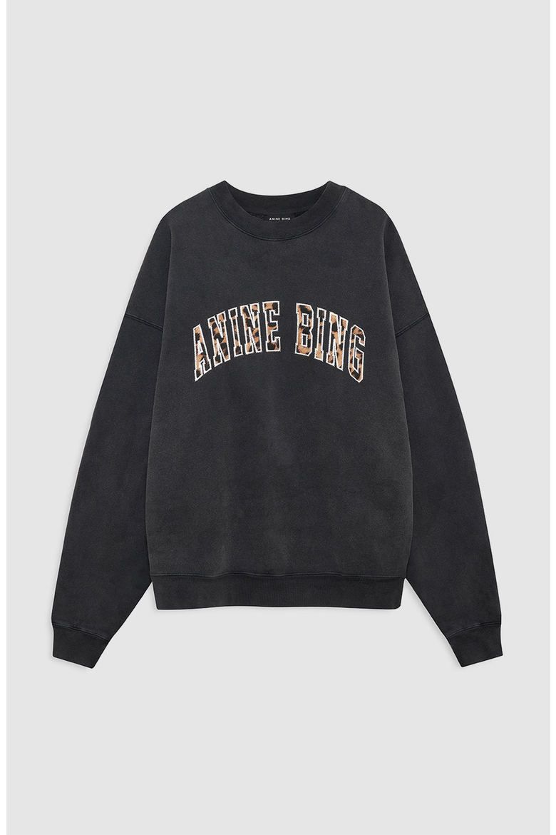 Miles Sweatshirt, Alternate, color, Washed Black - Leopard