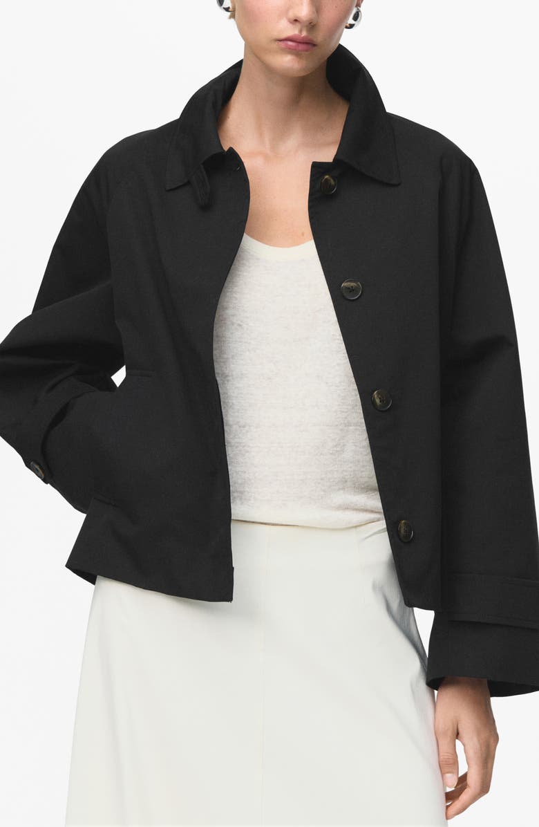 MANGO Newlipa Cotton Blend Jacket, Main, color, Black