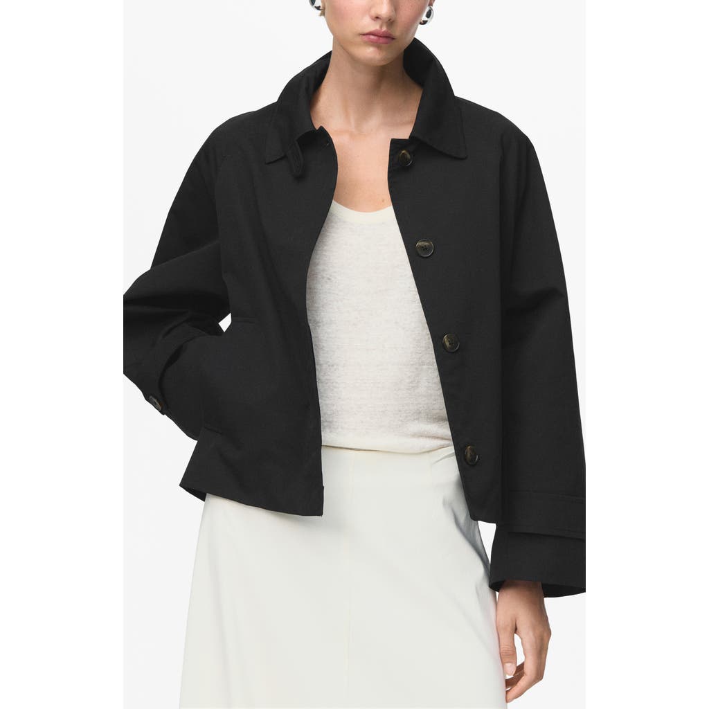 Mango Newlipa Cotton Blend Jacket In Black