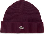 Lacoste Ribbed Cashmere Blend Beanie