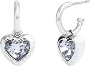 COACH Crystal Heart Huggie Hoop Earrings