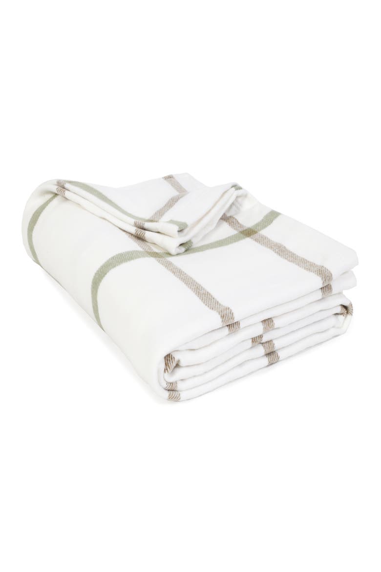 Copenhagen Windowpane Check Cotton Blanket, Main, color, WHITE/OLIVE
