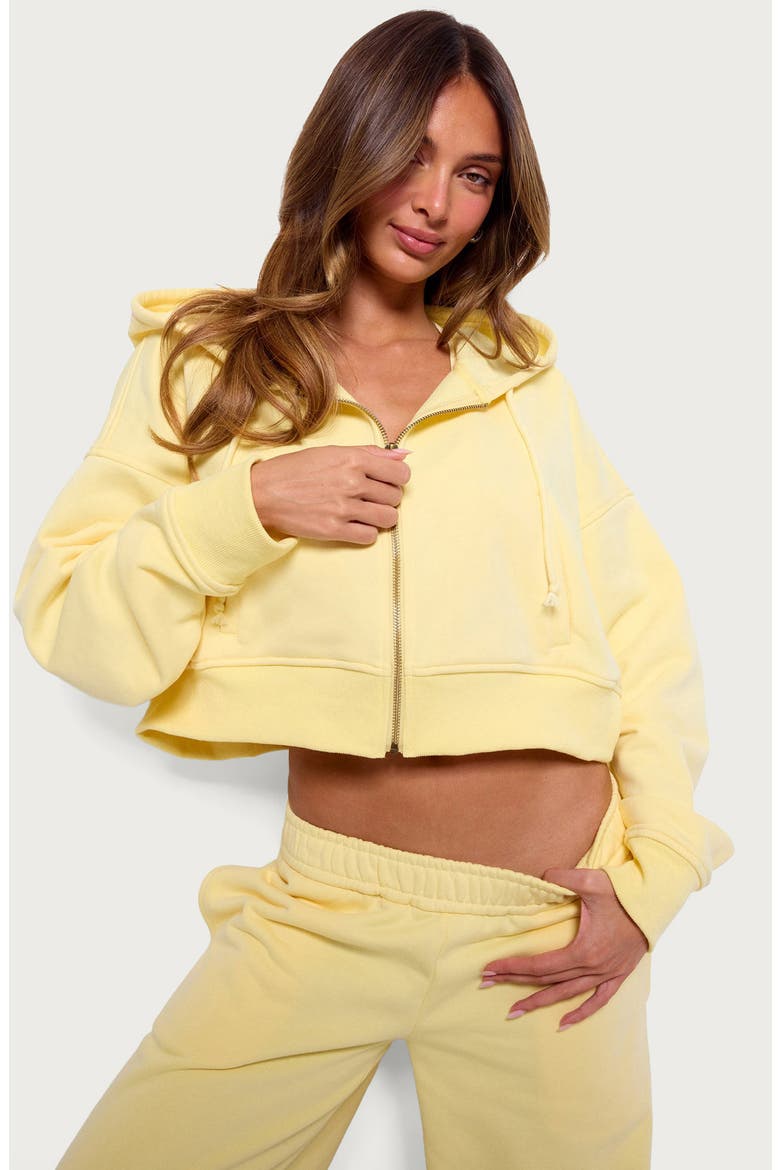 Byrdi Crop Zip-Up Hoodie, Alternate, color, YELLOW