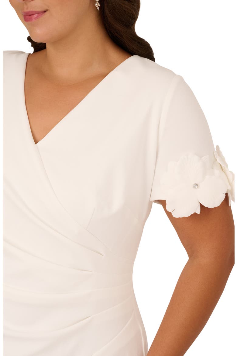 Floral Sleeve Crepe Sheath Dress, Alternate, color, IVORY