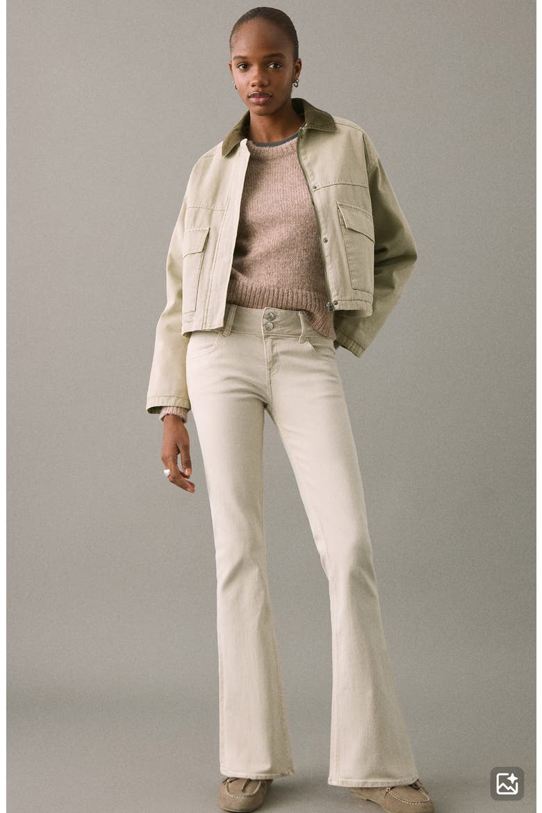 Low Rise Flare Jeans, Alternate, color, BEIGE