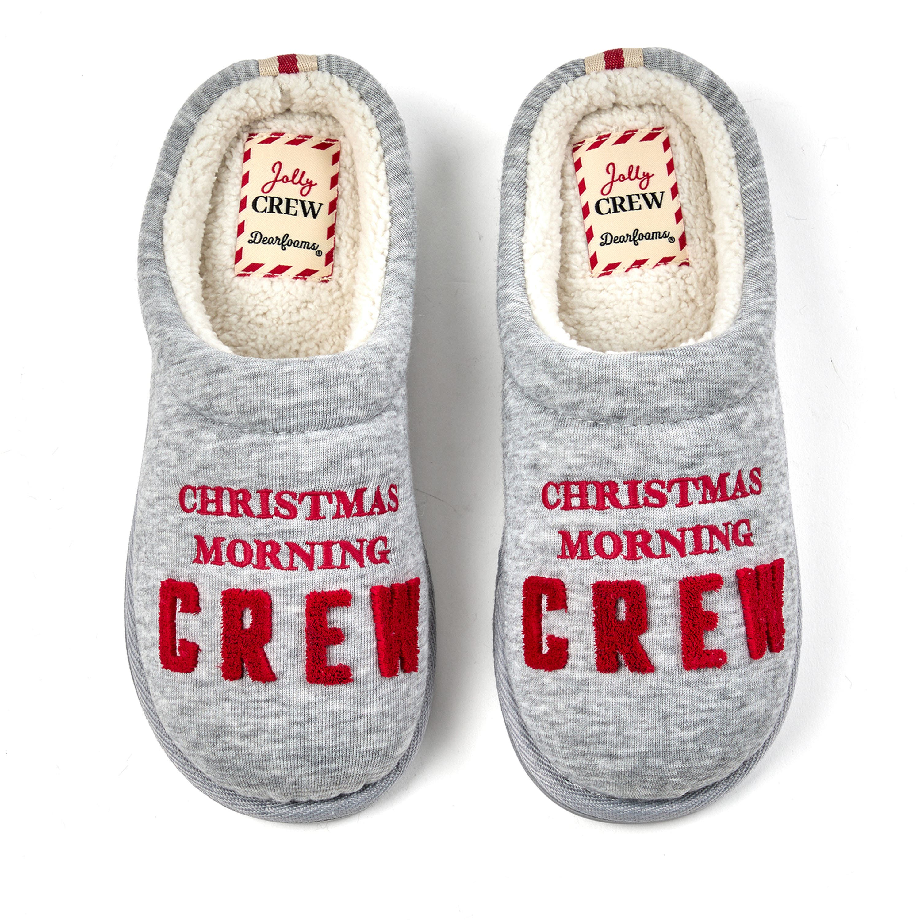Christmas Morning Crew Slippers, Main, color, LIGHT HEATHER GREY