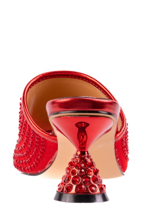 Lady Couture Women's Fireball Rhinestone Spool Heel Mules In Red