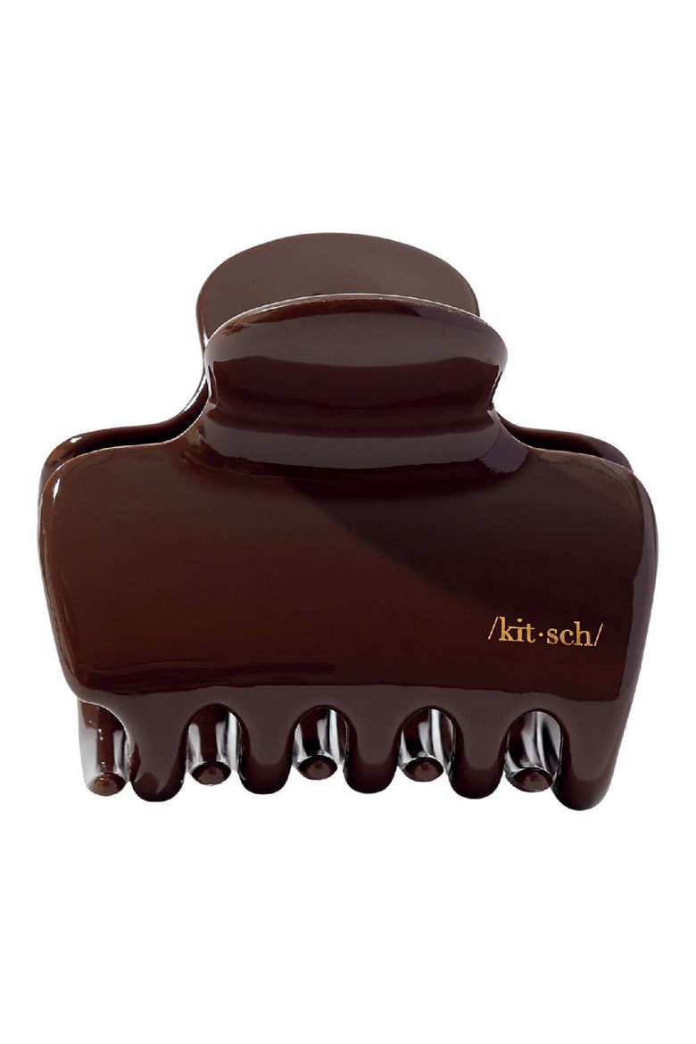 Large Puffy Claw Clip, Main, color, CHOCOLATE
