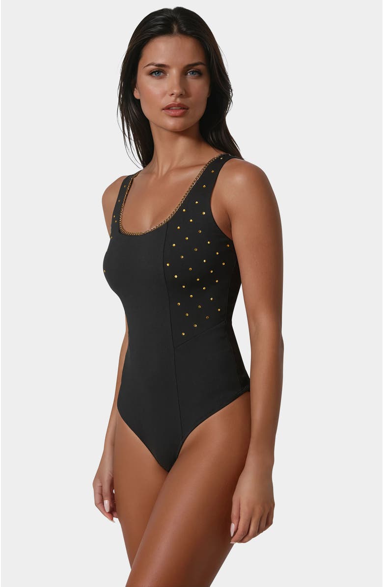 bebe Embellished Bodysuit, Alternate, color, Black
