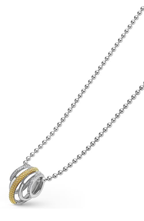 Lagos Caviar Lux Pavé Diamond Pendant Necklace In Two-tone