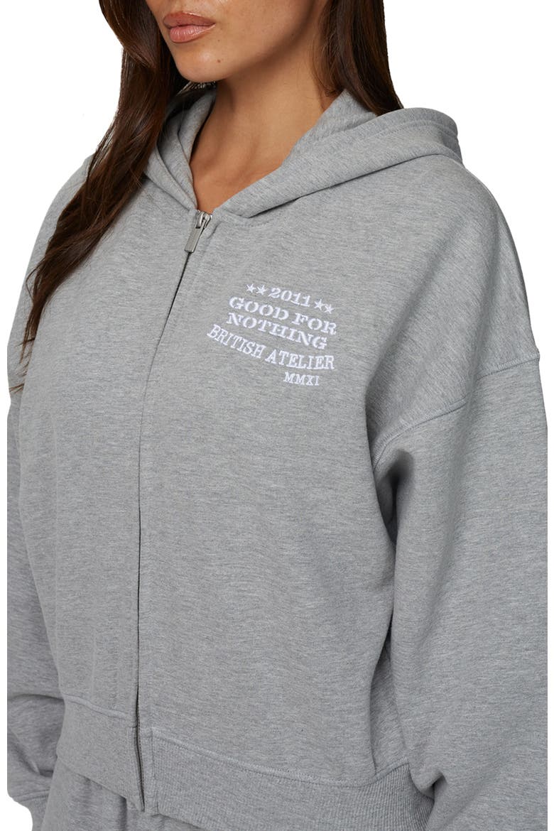 Cropped Zipped Icarus Hoodie, Alternate, color, Grey