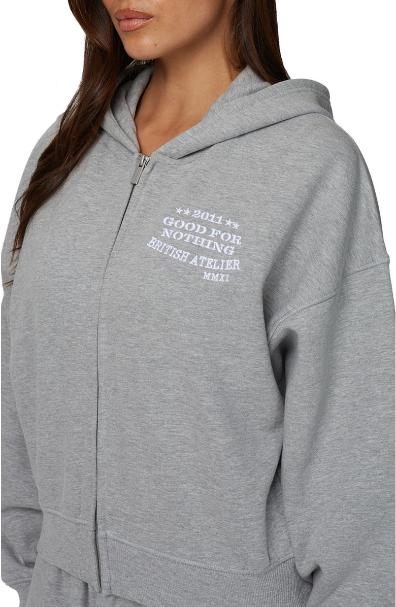 Good For Nothing Cropped Zipped Icarus Hoodie, Alternate, color, Grey